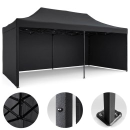 Pawilon ogrodowy 3 scianki 3 x 6m czarny Plonos