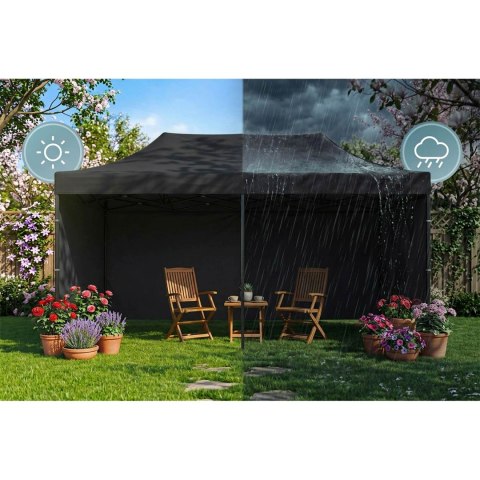 Pawilon ogrodowy 3 scianki 3 x 6m czarny Plonos