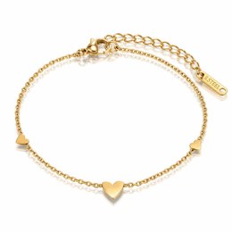 Bransoletka na rękę stal chirurgiczna pozłacana 14k złotem, Złote Serca BST1625