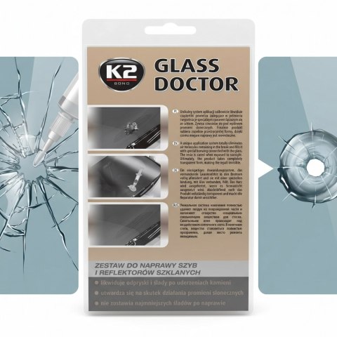 K2 GLASS DOCTOR Zestaw Do Naprawy Szyb Aut I Reflektorów Szklanych B350