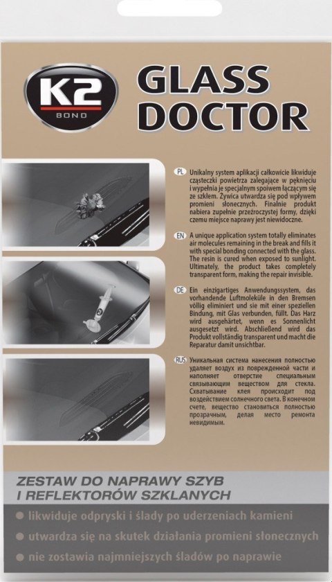 K2 GLASS DOCTOR Zestaw Do Naprawy Szyb Aut I Reflektorów Szklanych B350