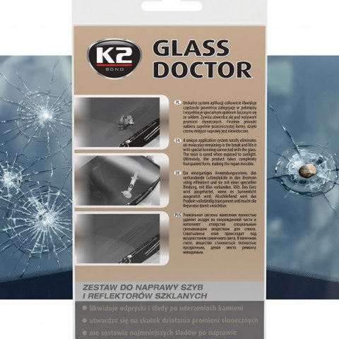 K2 GLASS DOCTOR Zestaw Do Naprawy Szyb Aut I Reflektorów Szklanych B350