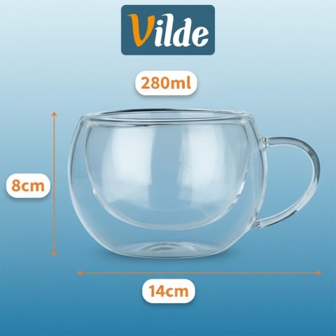 SZKLANKI TERMICZNE 2szt. 280ml Z PODWÓJNĄ SCIANKĄ DO KAWY HERBATY 139818
