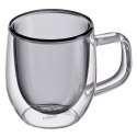 Szklanki do espresso o podwójnych ściankach, 2 szt., szkło borokrzemowe, 0,08 l, szare