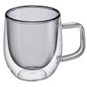 Szklanki do kawy o podwójnych ściankach, 2 szt., szkło borokrzemowe, 0,2 l, szare