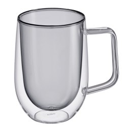 Szklanki do latte o podwójnych ściankach, 2 szt., szkło borokrzemowe, 0,3 l, szare