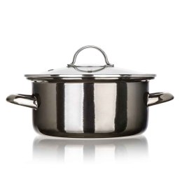 GARNEK EMALIOWANY 22cm 3,7L Z POKRYWĄ BANQUET METALLIC BLACK