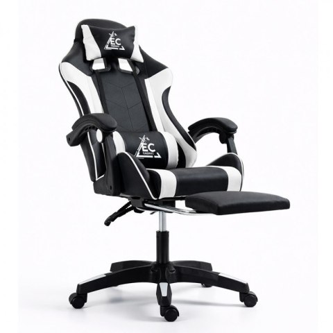 Fotel gamingowy obrotowy z podnóżkiem EC GAMING masażer KO24B