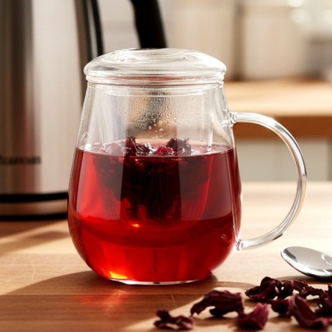KUBEK SZKLANY 530ml Z ZAPARZACZEM I POKRYWĄ 139817