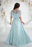 333-03 Elegancka Sukienka Na Ramiączkach Z Cekinowym Bolerkiem - miętowy