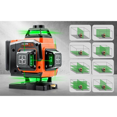 Poziomica laserowa laser krzyżowy w walizce + akcesoria Humberg HM-175