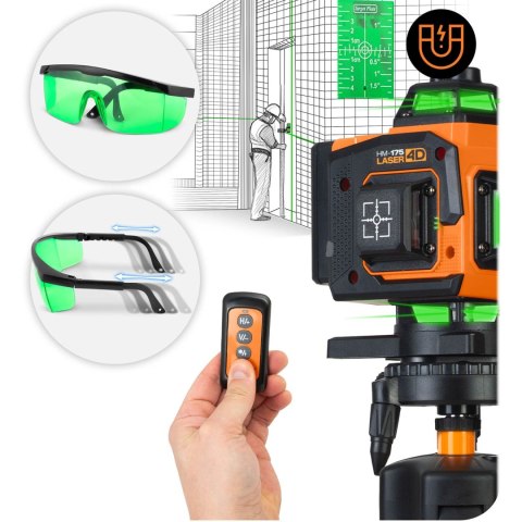 Poziomica laserowa laser krzyżowy w walizce + akcesoria Humberg HM-175