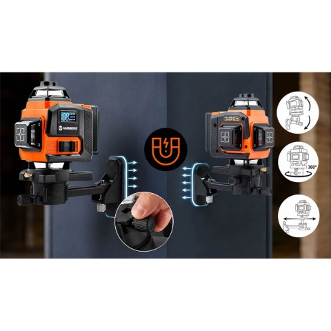Poziomica laserowa laser krzyżowy w walizce + akcesoria Humberg HM-175