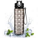 Butelka na wodę, sportowy bidon z miarką i hasłami motywacyjnymi 750ML czarna BD60