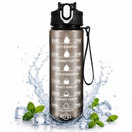 Butelka na wodę, sportowy bidon z miarką i hasłami motywacyjnymi 750ML czarna BD60