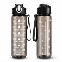 Butelka na wodę, sportowy bidon z miarką i hasłami motywacyjnymi 750ML czarna BD60