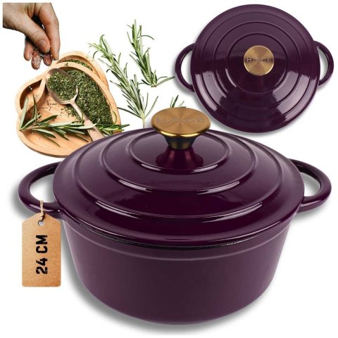 EMALIOWANY GARNEK ŻELIWNY 24cm 4L HAGE EGGPLANT