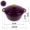 EMALIOWANY GARNEK ŻELIWNY 24cm 4L HAGE EGGPLANT