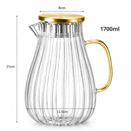 Dzbanek z falowanymi ściankami i uchwytem z pokrywką 1700 ml 1szt DZ05