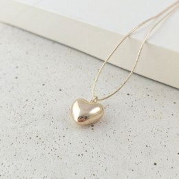 Naszyjnik stal szlachetna pozłacana 14k złotem, serce NST2357