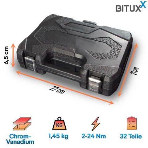 Zestaw Kluczy dynanometrycznych 32 elementy 1/4" 2-24Nm + adapter 3/8"