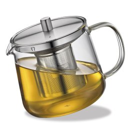 Dzbanek do herbaty z zaparzaczem, szkło borokrzemowe/stal nierdzewna, 0,6 l, przezroczysty