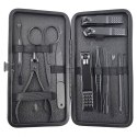 Zestaw akcesoriów do manicure, pedicure w etui, czarny 12w1 AK21