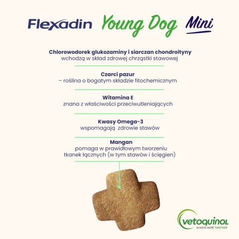 VETOQUINOL Flexadin Young Dog Mini 60 kąsków