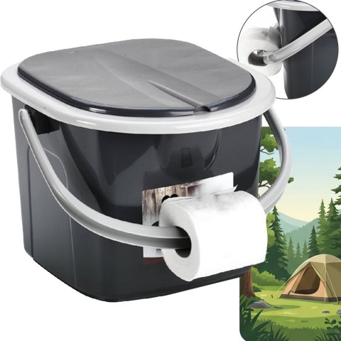 BRANQ Toaleta Turystyczna Wiadro WC Antracyt Z Pokrywą 15,5L 1305