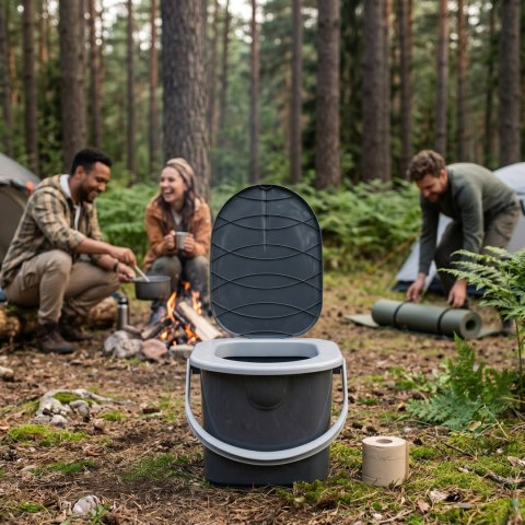 BRANQ Toaleta Turystyczna Wiadro WC Antracyt Z Pokrywą 15,5L 1305