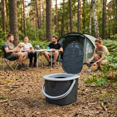 BRANQ Toaleta Turystyczna Wiadro WC Antracyt Z Pokrywą 15,5L 1305