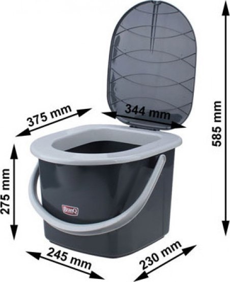BRANQ Toaleta Turystyczna Wiadro WC Antracyt Z Pokrywą 15,5L 1305