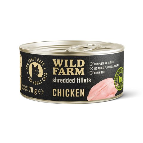 WILD FARM Fillets Chicken 70g - bezzbożowa mokra karma dla kota, filet w bulionie