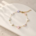 Bransoletka na rękę stal chirurgiczna pozłacana 14k złotem, Pastelowe KWIATY BST1770