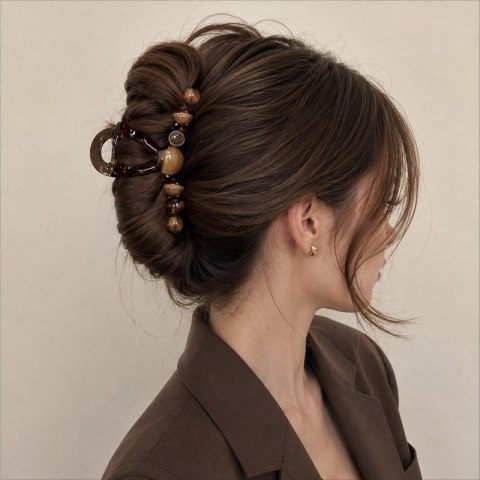 Spinka do włosów brąz XL elegancka klamra SP468