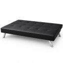 Sofa, kanapa 3 osobowa FLEX z funkcją spania, chromowane nogi, ekoskóra czarna SOF04CZ