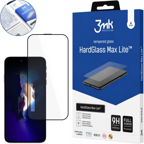 Szkło Hartowane Apple iPhone 16 Pro/ 17 - 3mk HardGlass Max Lite Black