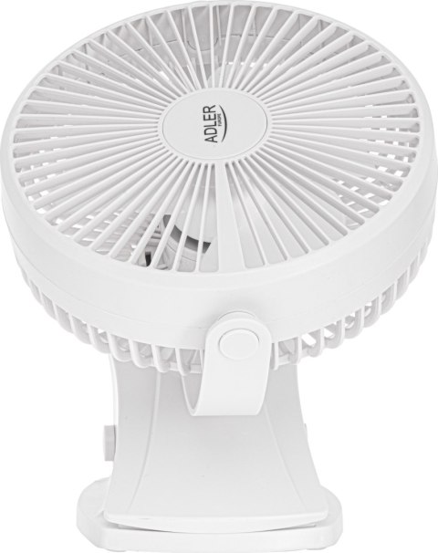 Wentylator Biurkowy Z Klipsem Akumulatorowy 15,5 cm 360° Obrót USB-C ADLER AD 7342 White
