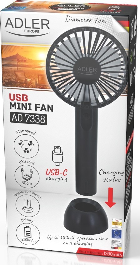 Wentylator Przenośny Na USB | Mini Wentylator ADLER AD 7338