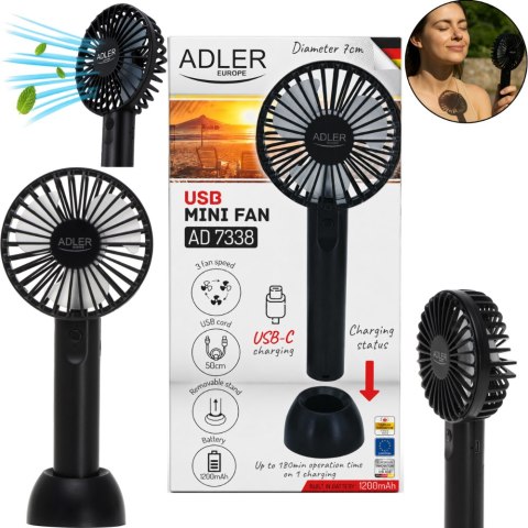 Wentylator Przenośny Na USB | Mini Wentylator ADLER AD 7338