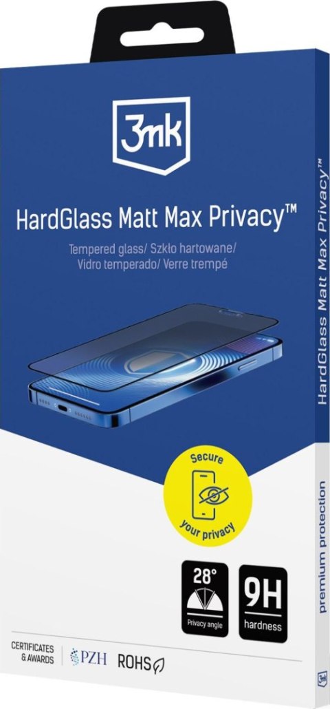 Szkło Hartowane Matowe Apple iPhone 13/13 Pro/14/16E - 3mk HardGlass Matt Max Privacy