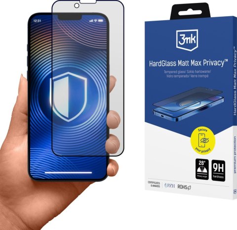 Szkło Hartowane Matowe Apple iPhone 13/13 Pro/14/16E - 3mk HardGlass Matt Max Privacy