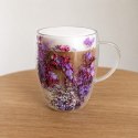 Szklanka termiczna z kwiatami w środku, gipsówka hortensje 300 ml 1szt SZK166