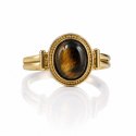 Pierścionek stal szlachetna platerowana 14k złotem, regulowany kamień TIGER STONE PST1050