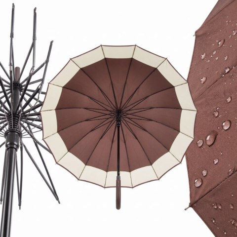 Parasol Długi Elegancki XXL 16 Drutów Brązowy 25016_BR