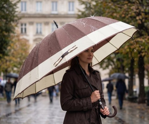Parasol Długi Elegancki XXL 16 Drutów Brązowy 25016_BR