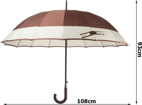 Parasol Długi Elegancki XXL 16 Drutów Brązowy 25016_BR