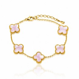 Bransoletka na rękę stal chirurgiczna pozłacana 14k złotem, opalizujące KONICZYNY 13mm BST1777
