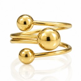 Pierścionek stal szlachetna platerowana 14k złotem, trzy złote kulki PST1032, Rozmiar pierścionków: US6 EU11