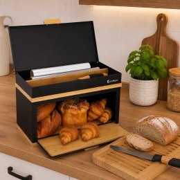 CHLEBAK DWUPOZIOMY POJEMNIK NA PIECZYWO I AKCESORIA E-6331 CZARNY